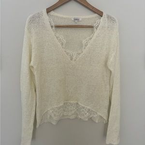 Cream lace trim sweater